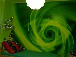 Zelená 3D latexová tapeta na stene v detskej izbe