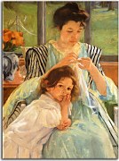 Young Mother Sewing - Reprodukcia zs17583