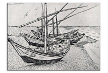Fishing boats on the Beach at Les Saintes-Maries-de-la-Mer zs18392 - Vincent van Gogh obraz
