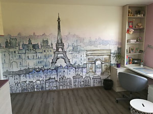 fototapeta na mieru Paríž v dievčenskej izbe