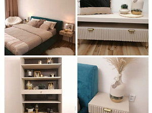 redizajn nábytku - kriedová farba vintage biela a metalická zlatá