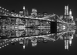 New York (Brooklyn Bridge night BW) - fototapeta FM0702