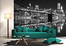 New York (Brooklyn Bridge night BW) - fototapeta FM0702