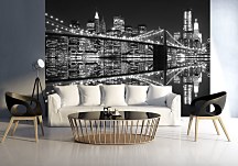 New York (Brooklyn Bridge night BW) - fototapeta FM0702