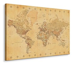 World Map - Vintage Style - Obraz WDC96197