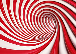 Červený 3d tunel - fototapeta FM0040
