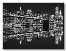 New York (Brooklyn Bridge night BW) - Obraz CD0702