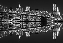 New York (Brooklyn Bridge night BW) - fototapeta 366x254 cm FXL0702