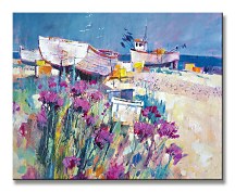 Boats and Beach Blooms - Obraz WDC94475