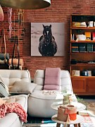 Tlačený obraz Čierny kôň v zime Llyn Brenig UK - Tucker Thomas CKM3799