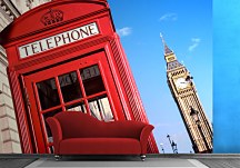 Big Ben a červená telefónna búdka - fototapeta FM0081