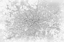 Londýn - mapa čiernobiela - fototapeta FS3341