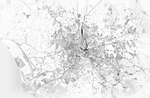 Čiernobiela mapa mesta Rím - fototapeta FS3351