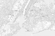 New York - čiernobiela mapa mesta - fototapeta FS3355