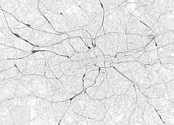London - black white map - fototapeta FX3342
