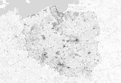 Polska - mapa w odcieniach szarości - fototapeta FXL3334