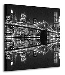 New York (Brooklyn Bridge night BW) - Obraz CKS0702