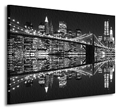 New York (Brooklyn Bridge night BW) - Obraz CS0702