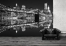 New York (Brooklyn Bridge night BW) - fototapeta 366x254 cm FXL0702