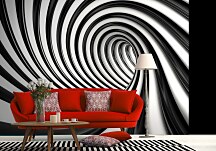 Czarno-biały tunel - fototapeta 366x254 cm FXL0039