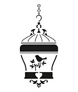 rustikálna šablóna na maľovanie klietka vtáčik