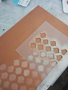 šablóna - použité kriedové a metalické farby