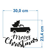 šablóna vianočné auto stromček nápis Merry Christmas
