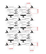 šablóny pre deti - more, palmy, veľryby, žraloky, vlny