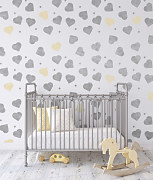 šablóna srdiečka a bodky na stenu do detskej izby