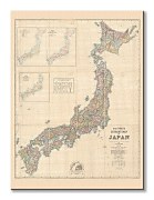 Obraz Stanfords Mapa Japonsko v roku 1879 WDC100334