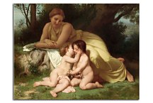 William-Adolphe Bouguereau - Young Woman Contemplating Two Embracing Children zs10171 - obraz