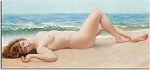 Reprodukcie J.W.Godward - Nu Sur La Plage zs10247