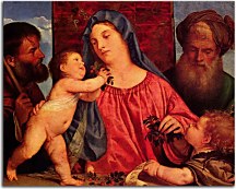 Tizian Reprodukcie - Madonna of the Cherries zs10439