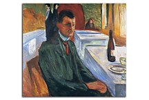 Self-portrait with bottle of wine Obraz Munch zs16679