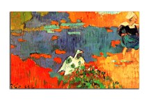 Breton Woman and Goose by the Water Paul Gauguin Obraz zs17072