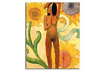 Caribbean Woman, or Female Nude with Sunflowers Paul Gauguin Obraz  zs17081
