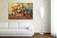 Nasturtiums & dahlias in a basket Reprodukcia zs17148