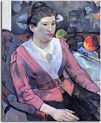 Portrait of woman against the Cezanne's still life with apples Obraz zs17180
