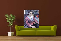 Portrait of woman against the Cezanne's still life with apples Obraz zs17180