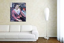 Portrait of woman against the Cezanne's still life with apples Obraz zs17180