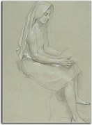 Study of a Seated Veiled Female Figure zs17447 - reprodukcia