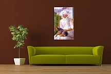 Susan on a balcony holding a dog Obraz zs17542