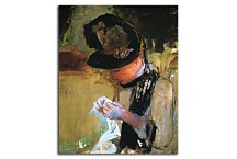 Young Woman Sewing in the Garden - Reprodukcia  zs17552