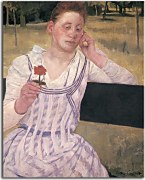 Woman With A Red Zinnia - Reprodukcia  zs17562