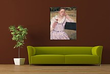 Woman With A Red Zinnia - Reprodukcia  zs17562