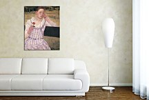 Woman With A Red Zinnia - Reprodukcia  zs17562