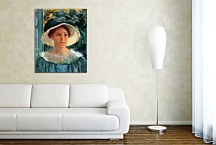 Young Woman In Green Outdoors In The Sun - Reprodukcia zs17576