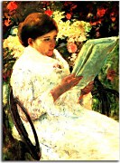 Woman Reading in a Garden - Reprodukcia zs17586
