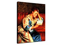 Mrs. Duffee Seated on a Striped Sofa, Reading Obraz zs17616