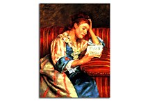 Mrs. Duffee Seated on a Striped Sofa, Reading Obraz zs17616